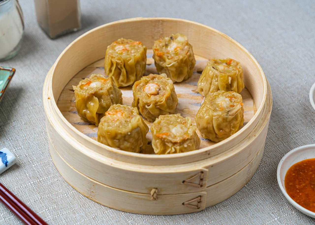 Pork & Shrimp Dry Mushroom Siu Mai - Classic Cantonese-style dim sum with a mix of dry mushroom, ground pork and shri | Dim Sum