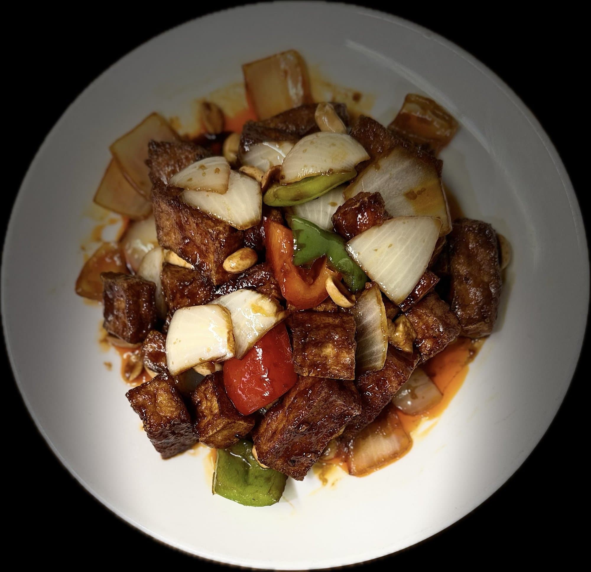 Vegetarian Kungpao Tofu - A vegetarian version of the famous Kungpao dish. It features tofu, vegetables, a | Vegetable & Tofu